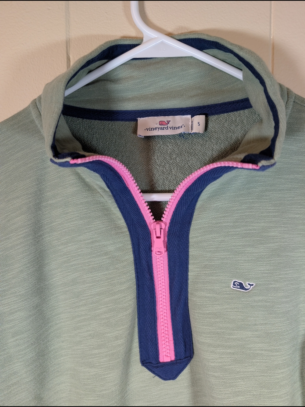 Vineyard Vines Shep Shirt Womens Small Green Pink Quarter Zip Pullover Preppy